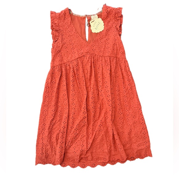 Knox Rose Terracotta Burnt Orange Sleeveless Eyelet Dress NWT - Picture 5 of 10